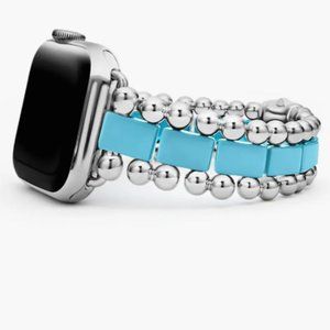 NEW Lagos Smart Caviar Ceramic & Sterling Silver bracelet band for Apple Watch